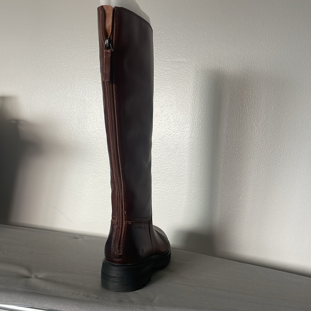 NEW Lucky Brand leather knee boots, brown with black, size 7. - Picture 2 of 4